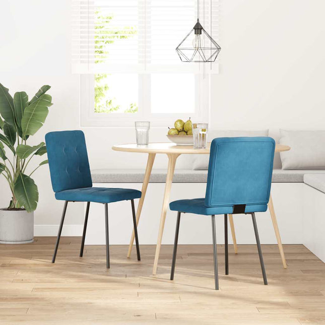 Sedie da Pranzo 2 pz Blu in Velluto