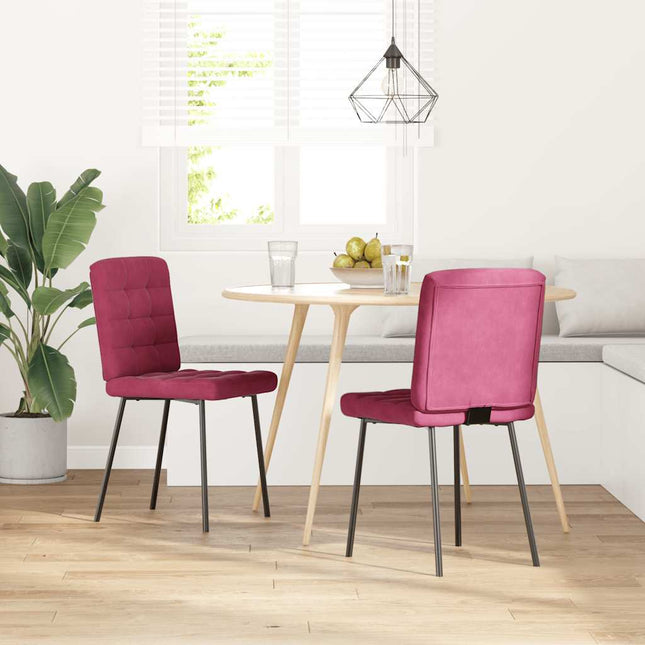 Sedie da Pranzo 2 pz Rosso Vino in Velluto