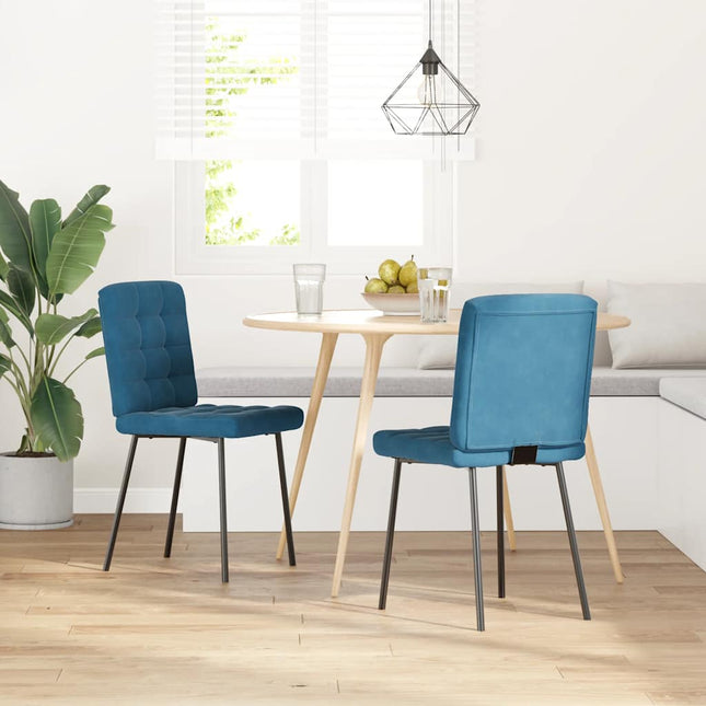 Sedie da Pranzo 2 pz Blu in Velluto