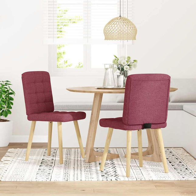 Sedie da Pranzo 2 pz Rosso Vino in Tessuto