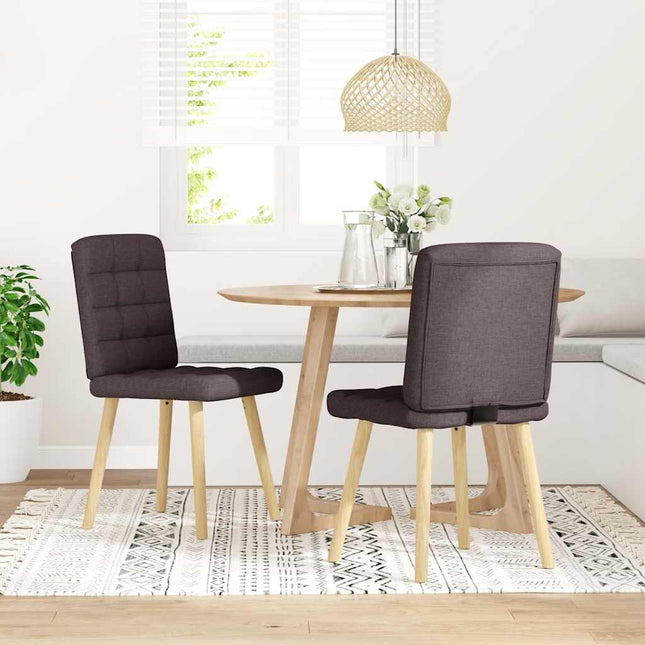 Sedie da Pranzo 2 pz Marrone Scuro in Tessuto