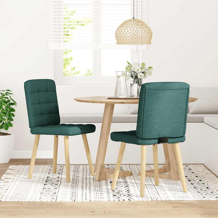 Sedie da Pranzo 2 pz Verde Scuro in Tessuto