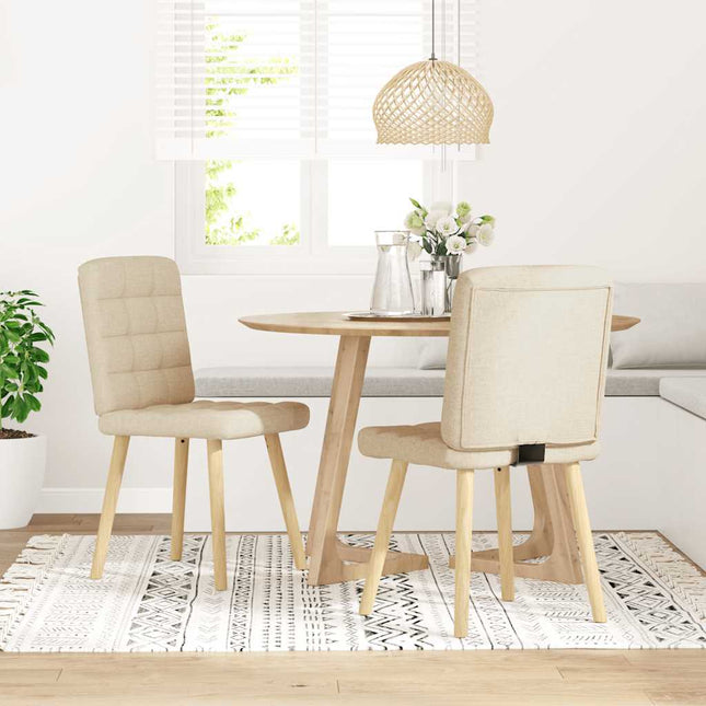 Sedie da Pranzo 2 pz Crema in Tessuto
