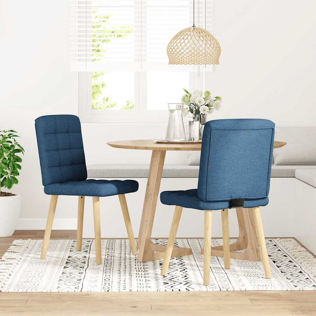 Sedie da Pranzo 2 pz Blu in Tessuto
