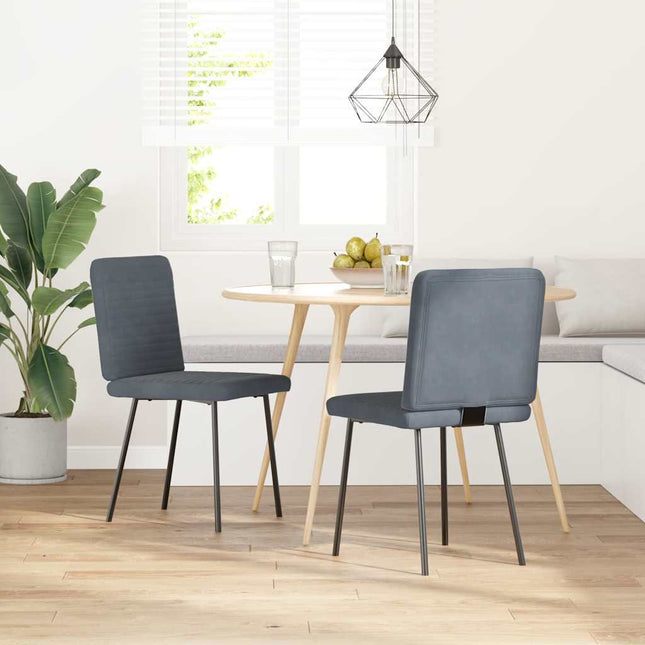 Sedie da Pranzo 2 pz Grigio Scuro in Velluto