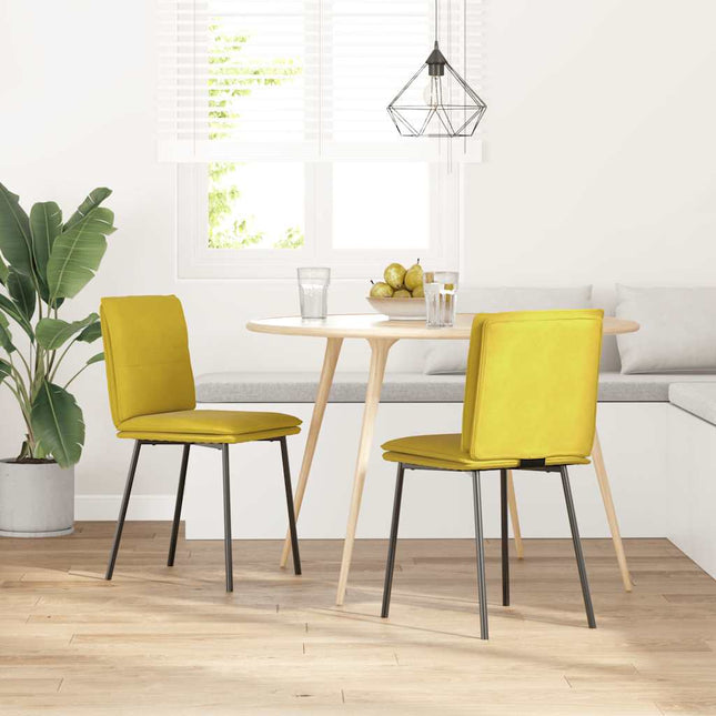 Sedie da Pranzo 2 pz Gialle in Velluto