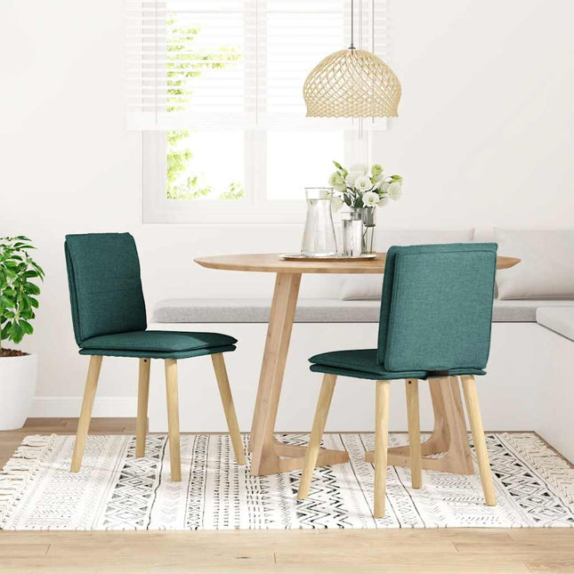 Sedie da Pranzo 2 pz Verde Scuro in Tessuto