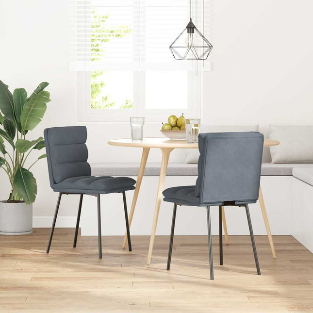 Sedie da Pranzo 2 pz Grigio Scuro in Velluto