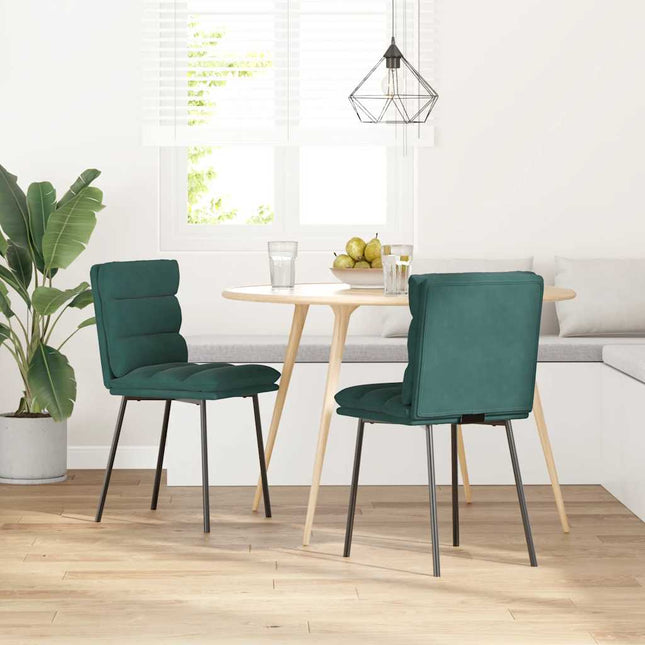 Sedie da Pranzo 2 pz Verde Scuro in Velluto