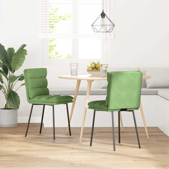 Sedie da Pranzo 2 pz Verde Chiaro in Velluto