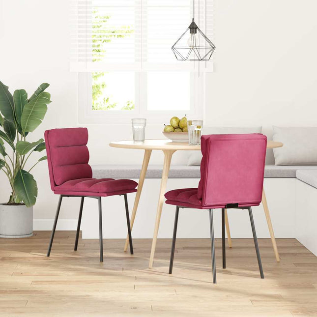 Sedie da Pranzo 2 pz Rosso Vino in Velluto