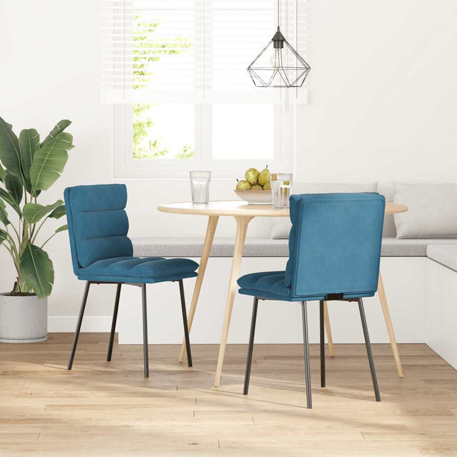Sedie da Pranzo 2 pz Blu in Velluto