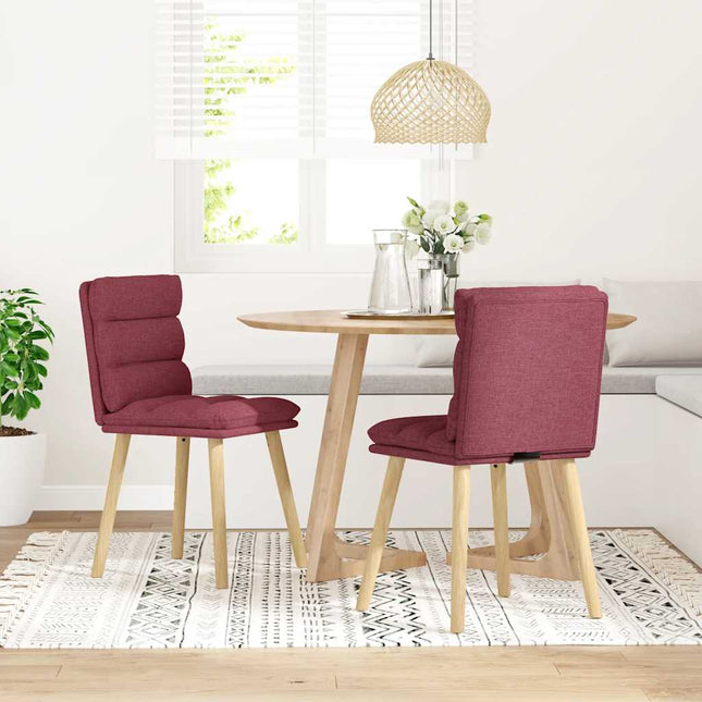 Sedie da Pranzo 2 pz Rosso Vino in Tessuto