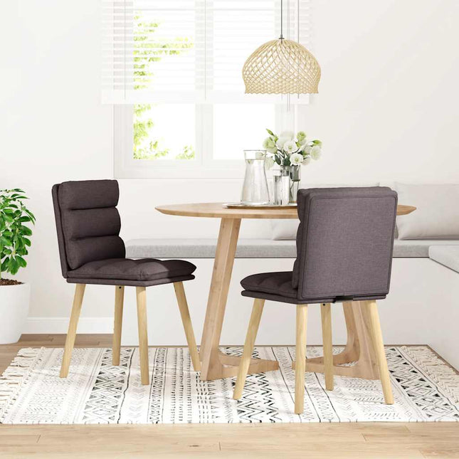 Sedie da Pranzo 2 pz Marrone Scuro in Tessuto