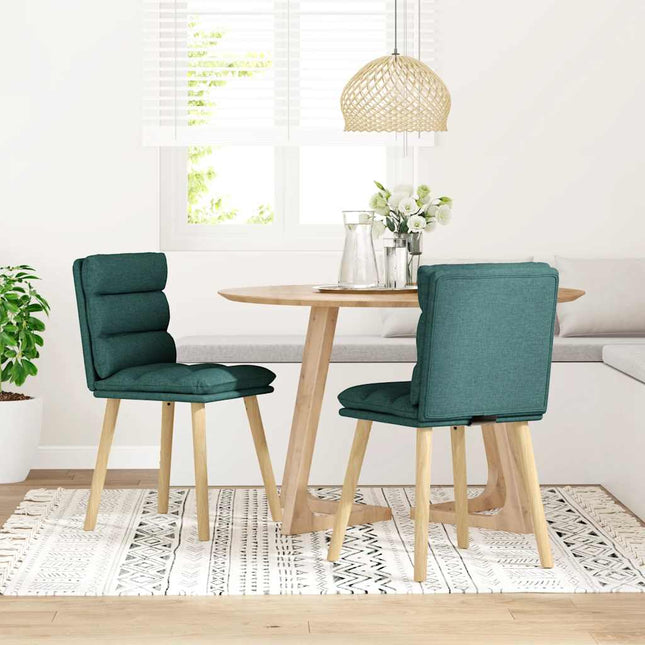 Sedie da Pranzo 2 pz Verde Scuro in Tessuto