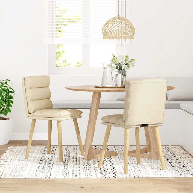 Sedie da Pranzo 2 pz Crema in Tessuto