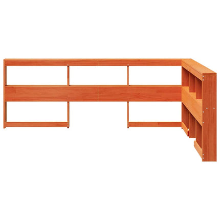 Testiera Libreria a L Marrone Cera 160cm Legno Massello di Pino