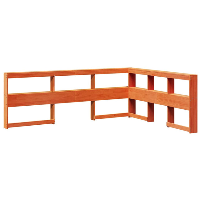 Testiera Libreria a L Marrone Cera 140cm Legno Massello di Pino