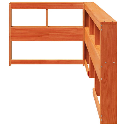 Testiera Libreria a L Marrone Cera 80 cm Legno Massello di Pino