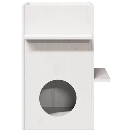 Cuccia per Gatti Bianca 43x43x60 cm in Legno Massello di Pino
