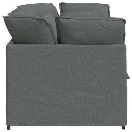 Divano Modulare con Cuscini in Tessuto Grigio Scuro