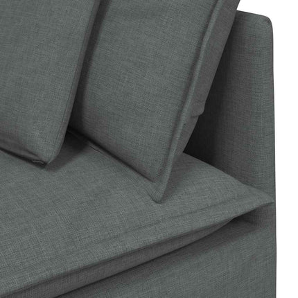 Divano Modulare con Cuscini in Tessuto Grigio Scuro