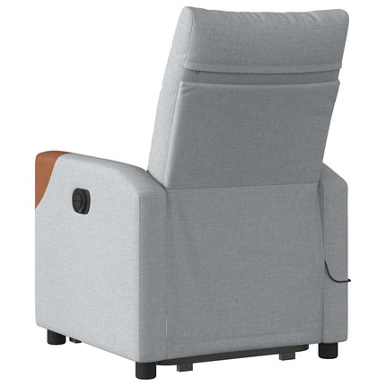 Poltrona Alzapersona Massaggi Reclinabile Grigio Chiaro Tessuto