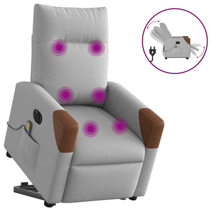 Poltrona Alzapersona Massaggi Elettrica Grigio Nuvola Tessuto