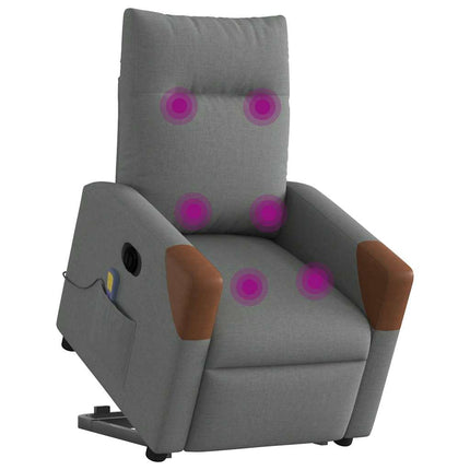 Poltrona Alzapersona Massaggi Elettrica Grigio Scuro Tessuto