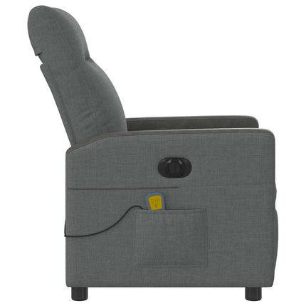Poltrona Reclinabile Massaggio Elettrica Grigio Scuro Tessuto