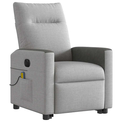 Poltrona Alzapersona Massaggi Elettrica Grigio Nuvola Tessuto