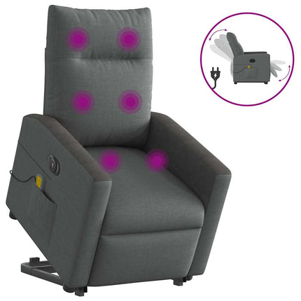Poltrona Alzapersona Massaggi Elettrica Grigio Scuro Tessuto