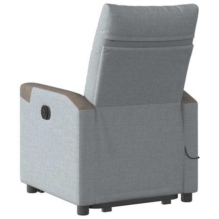 Poltrona Alzapersona Massaggi Reclinabile Grigio Chiaro Tessuto