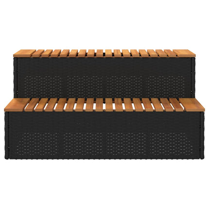 Bordo per Vasca Idromassaggio Nero Polyrattan&Massello Acacia