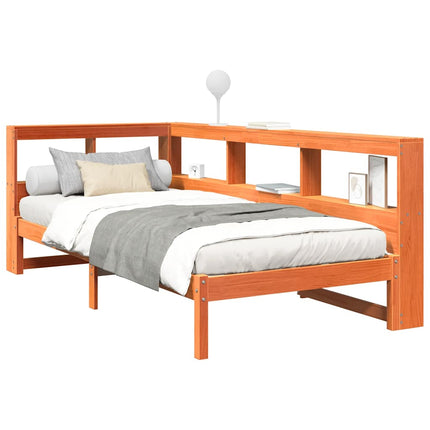 Letto Libreria senza Materasso Marrone Cera 90x200 cm in Pino