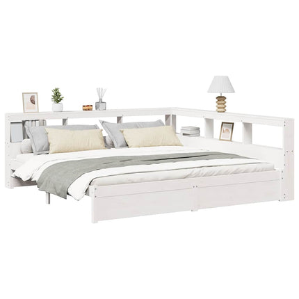Letto Libreria senza Materasso Bianco 200x200 cm Legno di Pino