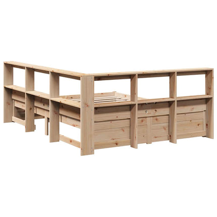 Letto Libreria senza Materasso 140x200 cm in Legno di Pino