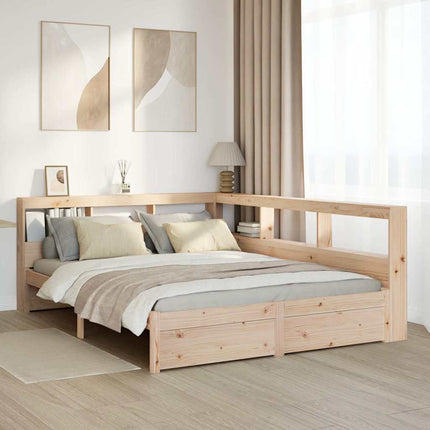 Letto Libreria senza Materasso 140x200 cm in Legno di Pino
