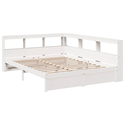 Letto Libreria senza Materasso Bianco 140x190 cm Legno di Pino