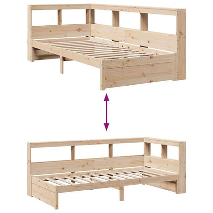 Letto Libreria senza Materasso 90x190 cm Legno Massello Pino