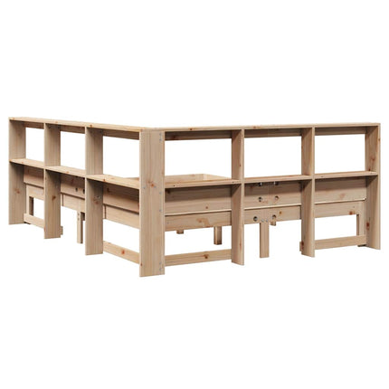 Letto Libreria senza Materasso 140x200 cm in Legno di Pino