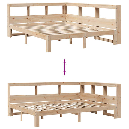 Letto Libreria senza Materasso 140x200 cm in Legno di Pino