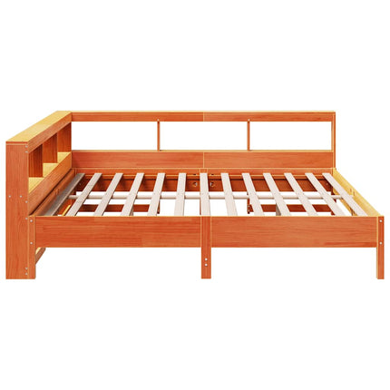 Letto Libreria senza Materasso Marrone Cera 180x200 cm in Pino