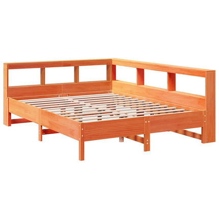Letto Libreria senza Materasso Marrone Cera 150x200 cm in Pino