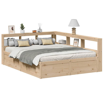 Letto Libreria senza Materasso 140x200 cm in Legno di Pino