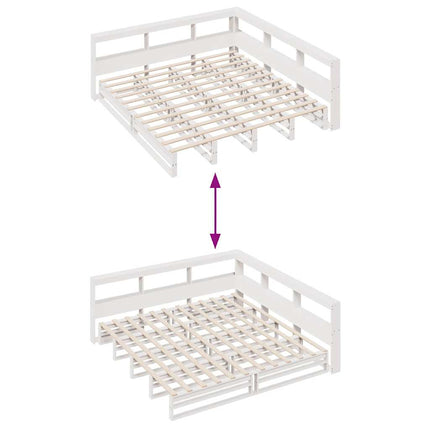 Letto Libreria senza Materasso Bianco 200x200 cm Legno di Pino