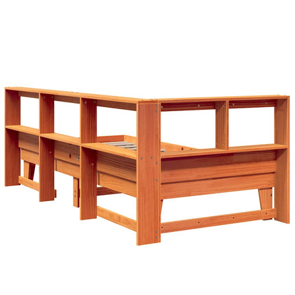 Letto Libreria senza Materasso Marrone Cera 90x200 cm in Pino