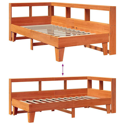 Letto Libreria senza Materasso Marrone Cera 90x200 cm in Pino
