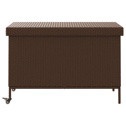 Contenitore da Giardino con Ruote Marrone Polyrattan