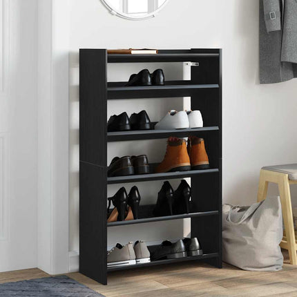Scarpiera Nera 60x25x100 cm in Truciolato